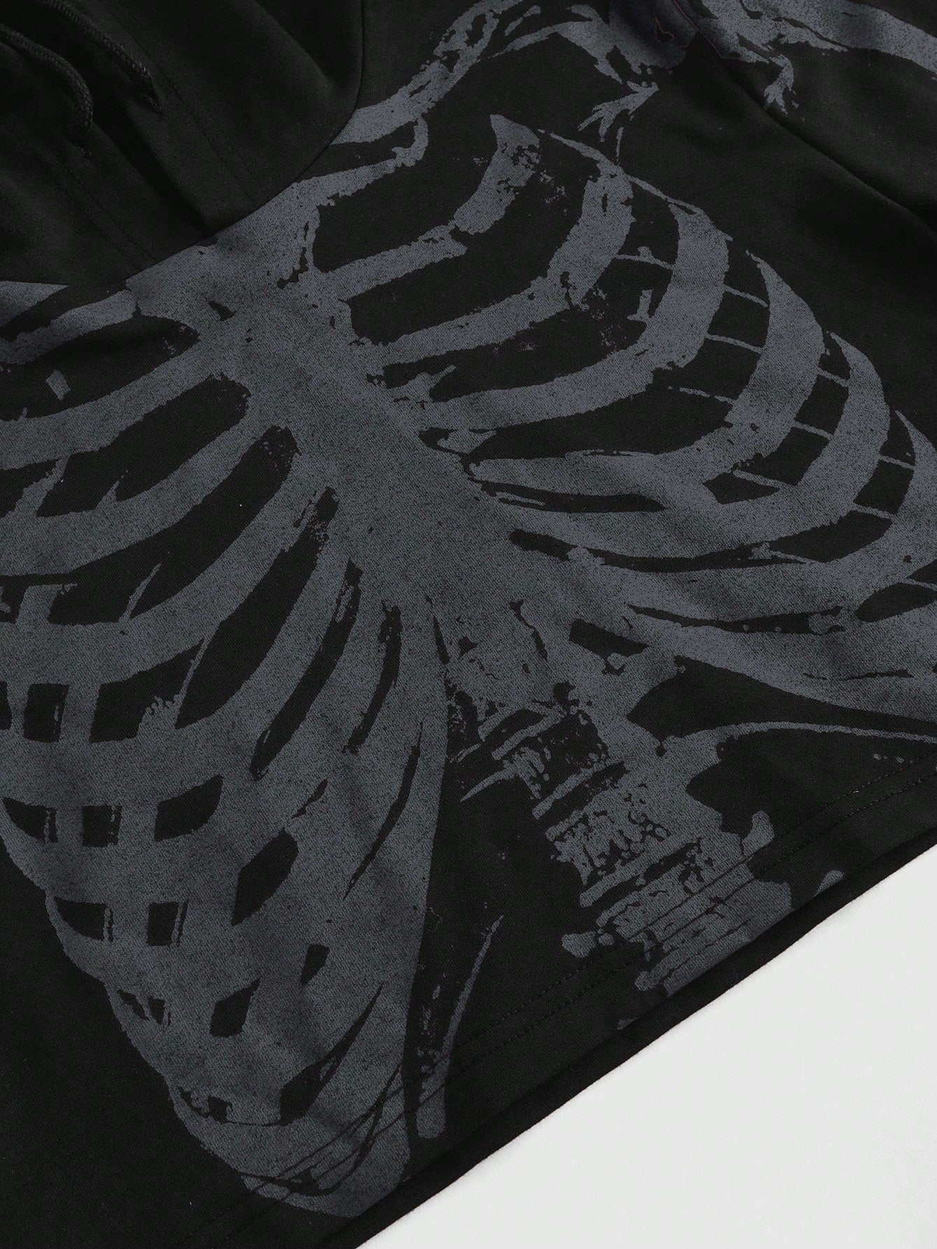 Grunge Punk Women's Cropped Dark Skeleton Print Sweatshirt