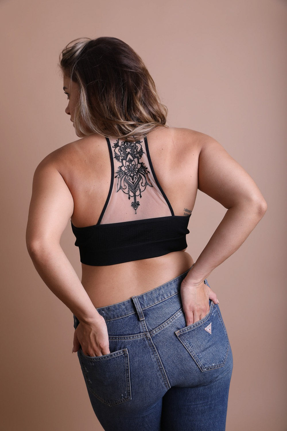 Tattoo Mesh Racerback Bralette