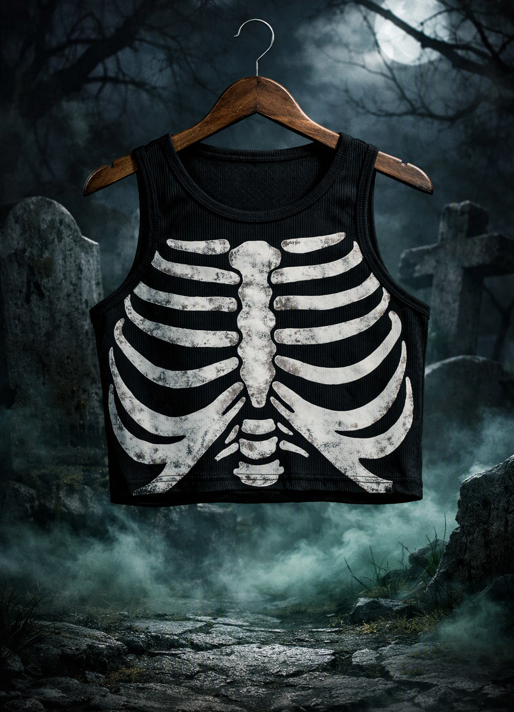 Skeleton Print Tank Top